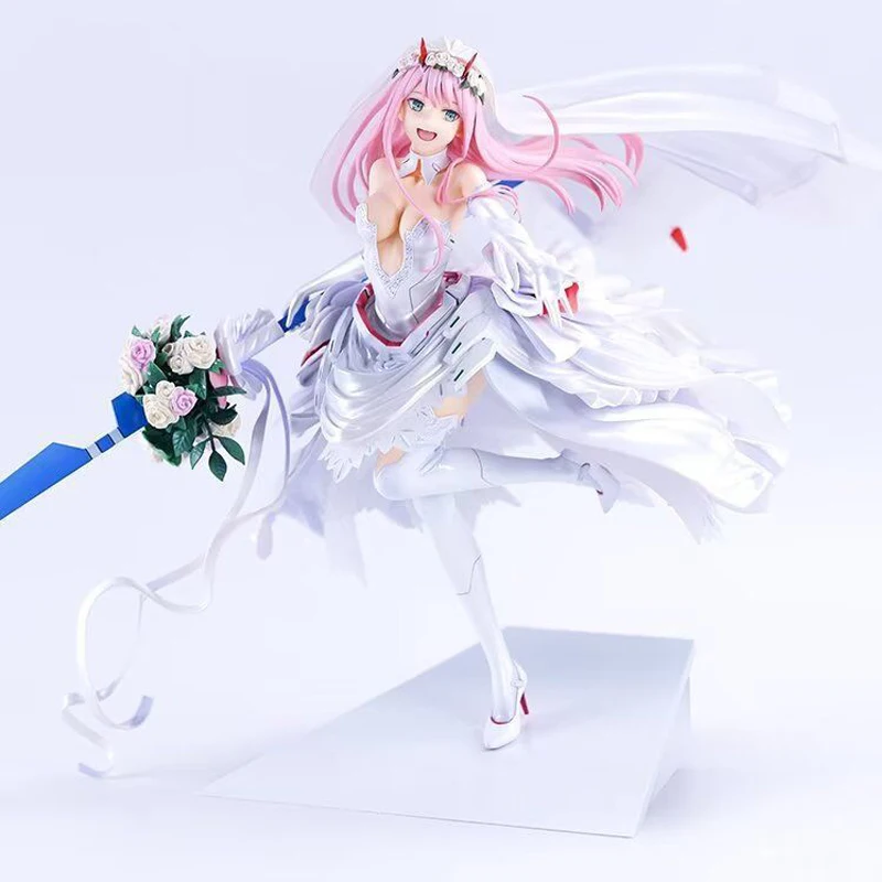 25cm DARLING In The FRANXX Anime Figure Zero Two Wedding Dress Action Figurine Pvc Pink Hair Girl Oenament Collectble Models Toy