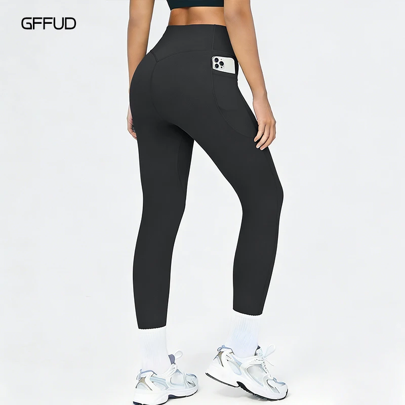 

GYM Leggings with Pockets Women High-waisted Yoga Pants Slim-fit Stretch Control Pilates Breathable Fitness Sportswear