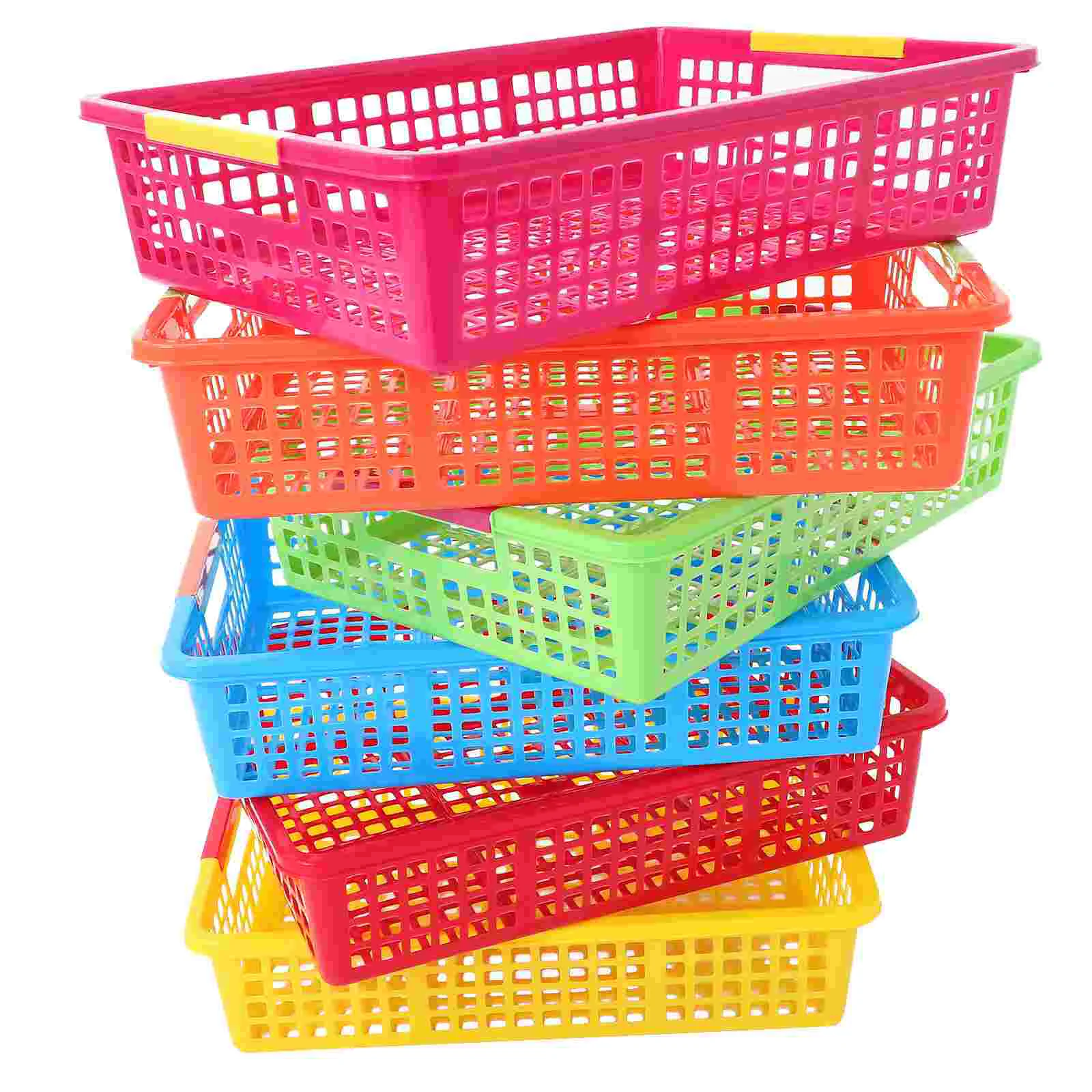 6 Pcs File Basket Storage Stackable Baskets Label Cubbies Rectangular Boxes Classroom Fruit
