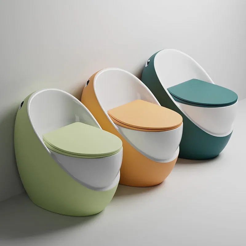 Egg Shaped Toilet Large Siphon Type Household Creative Small Apartment Color Anti Freeze Deodorant Golden Ceramic Commode