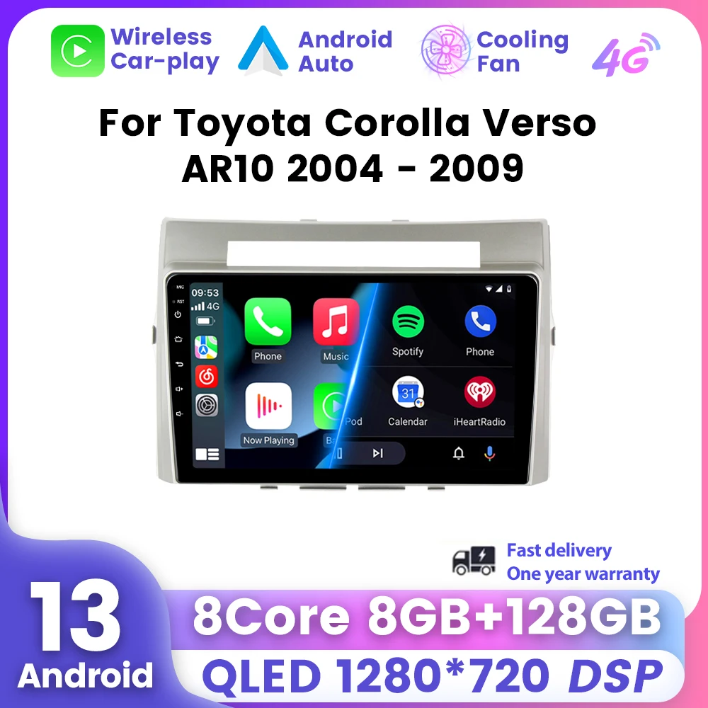 Android 13 autoradio Carplay per Toyota Corolla Verso AR10 2004 - 2009 lettore multimediale 2Din Carplay Stereo unità principale Audio Wifi autoradio android auto stereo per auto autoradio bluetooth carplay wireless an