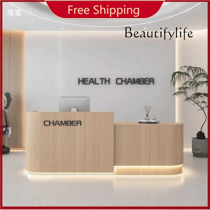 

R Minimalist Design Reception Desks Simple Aesthetic Company Modern Desks Shelves Beauty Salon Welcome Bureau Commercial Furnitu