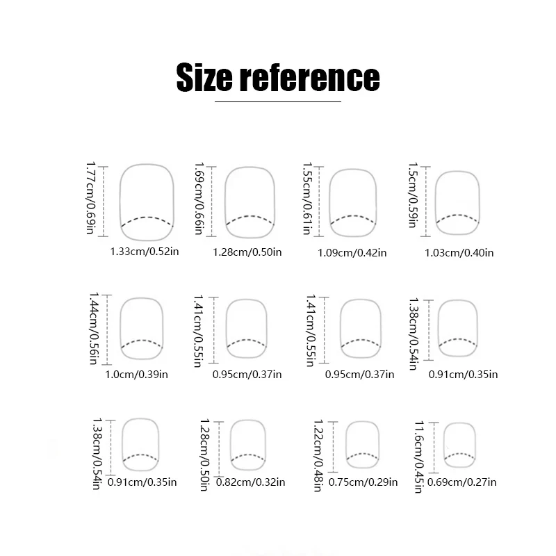 24 vierkante korte nepnagels + 1 nagelvijl + 1 stuk jelly-lijm