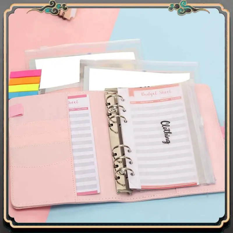 Reliable-54 Pack A6 Pocket Binder Sets A6 Binder Zipper Pockets Expense Budget Sheets Cash Envelope Labels Stickers Neon Page