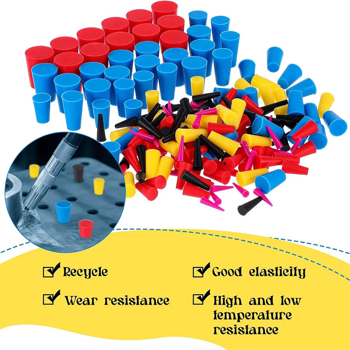 YHYS 250 قطعة 8 أحجام سيليكون مخروط التوصيل عدة مسحوق طلاء عدة مكيف الهواء استنزاف مخروط التوصيل لطلاء مسحوق #3