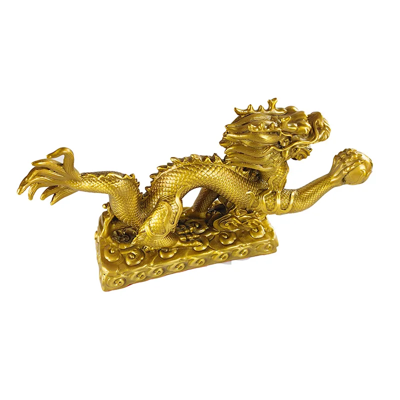 Chinese traditional lucky handicraft dragon product ornament feng shui statue brass gold   high