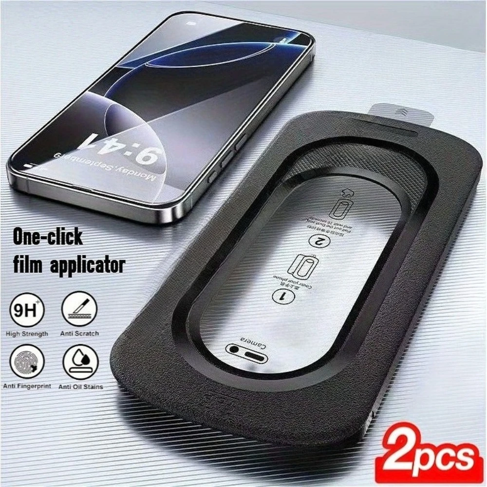 

2 шт. HD прозрачное закаленное стекло для iPhone 16 15 14 Pro Max 16e 13 12 11 Pro XR XS автоматическая защита экрана без пыли в один клик