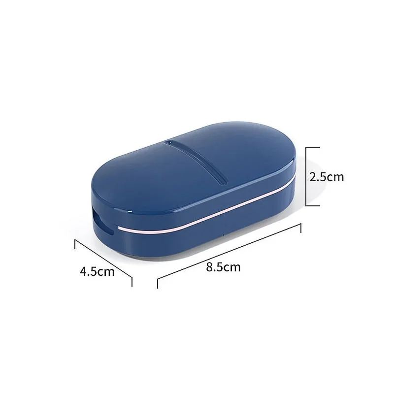 Pill Cutter With Invisible Storage Box Portable 2 In 1 Mini Drug Tablet Medicine Dustproof Divider Organizer Crusher Pill Box