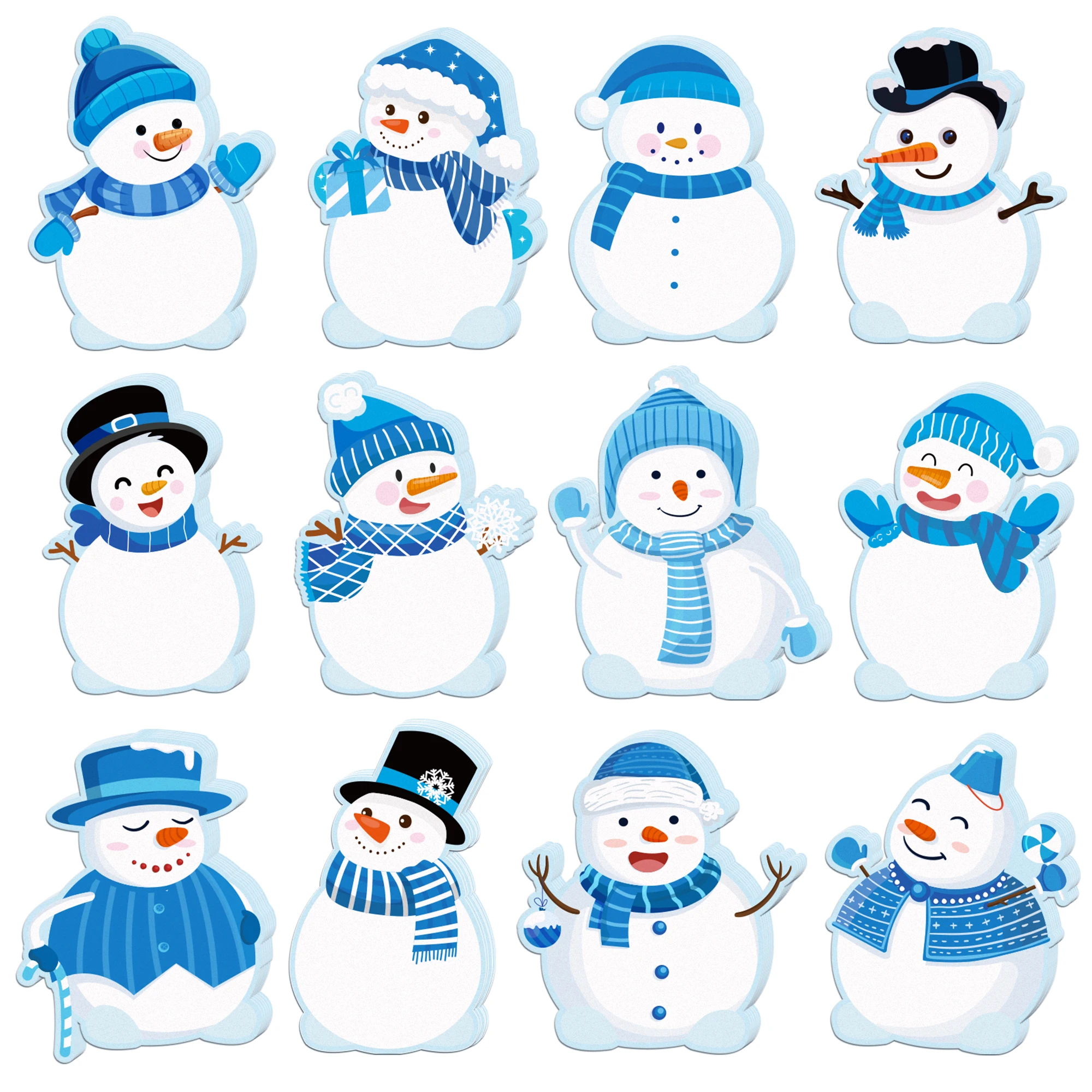 12/24 قطعة عيد الميلاد ثلج على شكل لوحات مذكرة ، منصات ملاحظات ذاتية اللصق ، الثلاجة ملاحظات لاصقة لمستلزمات حفلات عيد الميلاد