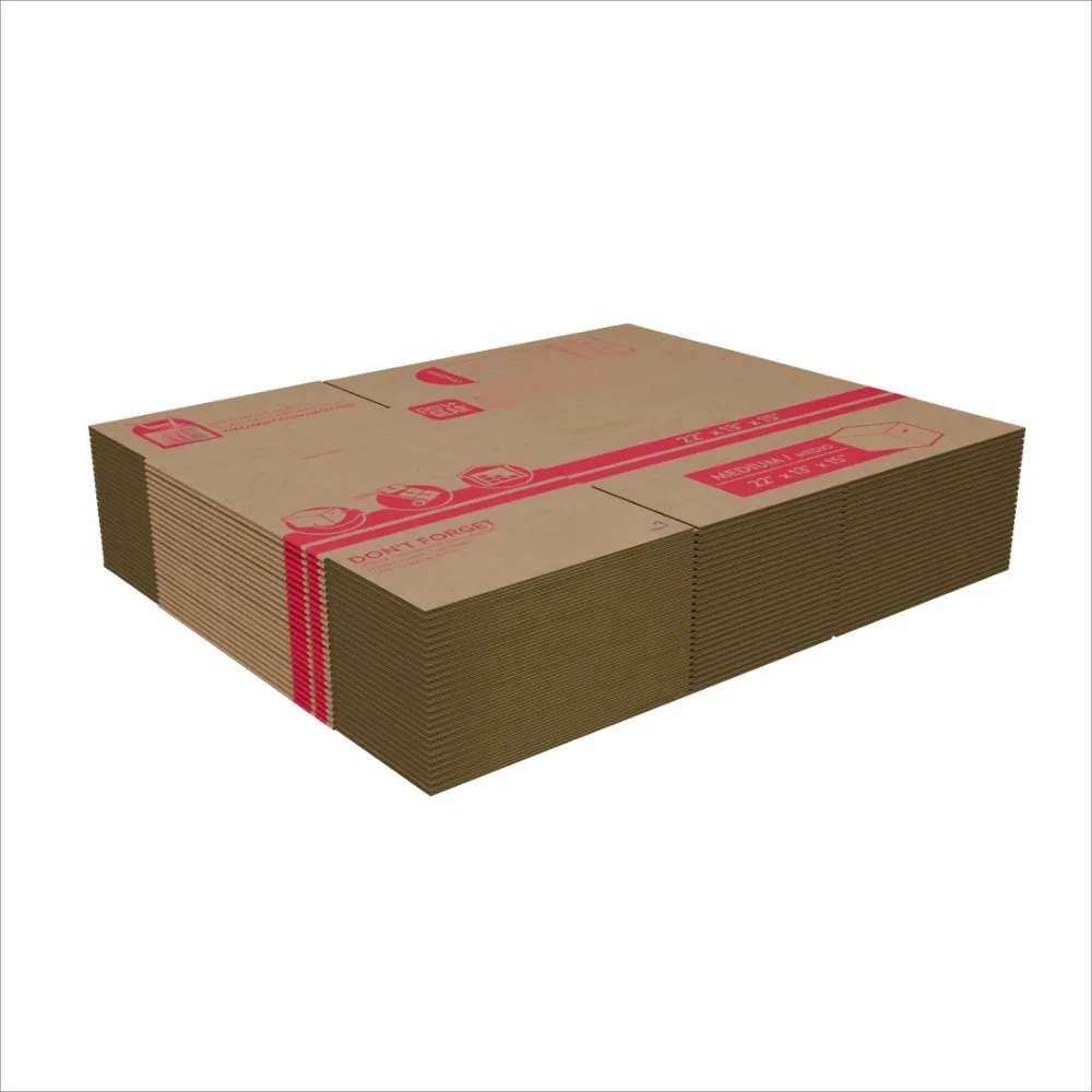 Medium Recycled Packing Moving Storage Boxes, 22 in. L x 13 in. W x 15 in. H, Kraft, 25 Count