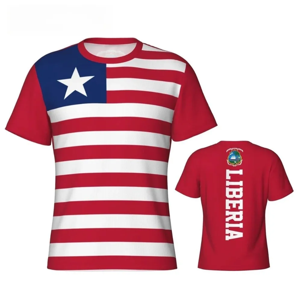 Liberia Flag Print Men T Shirt Summer Casual Loose Short Sleeve Daily Wear Top