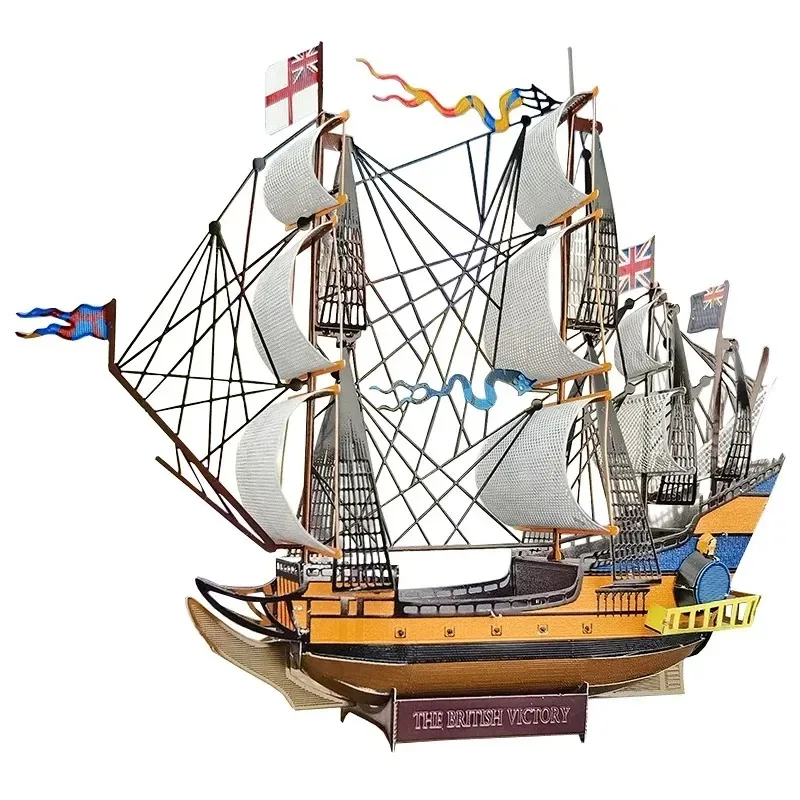 Multicolor HMS VICTORY Warship 3D Metal Model Puzzle DIY Handmade Assembled Military Warship Model Jigsaw Decoration Toys Gifts