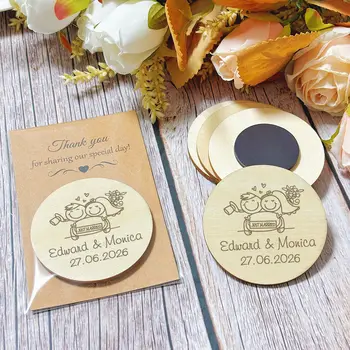 Svatební dárky Personalizovaný dřevěný magnet s poděkováním Svatební suvenýry pro hosty Magnety na ledničku na zakázku 12 nejlepší prodej magnetické svatební dárky - №1