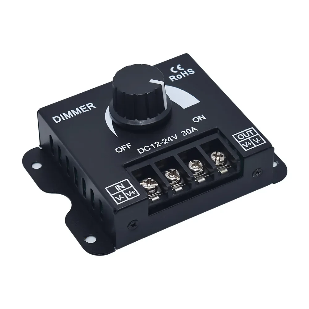 

Adjustable LED Dimmer Brightness Lamp Bulb Strip Driver Single Color Light Power Supply Controller 30A DC 12V 24V 360W
