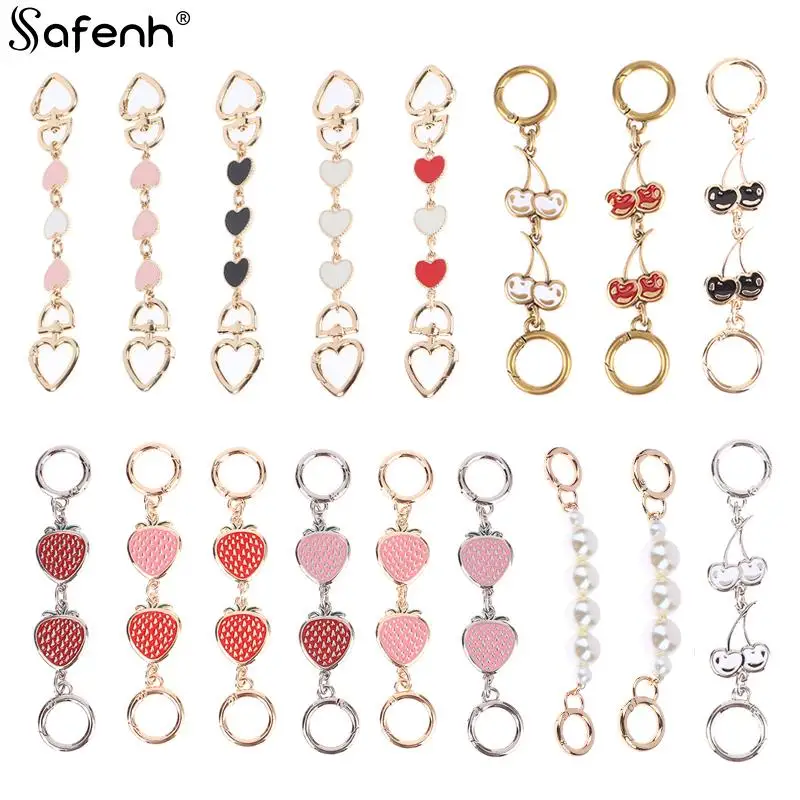 Cadena de extensión de bolso, correa de cadena en forma de corazón, hebilla colgante para bolso, accesorios para bolso de hombro, 1 unidad