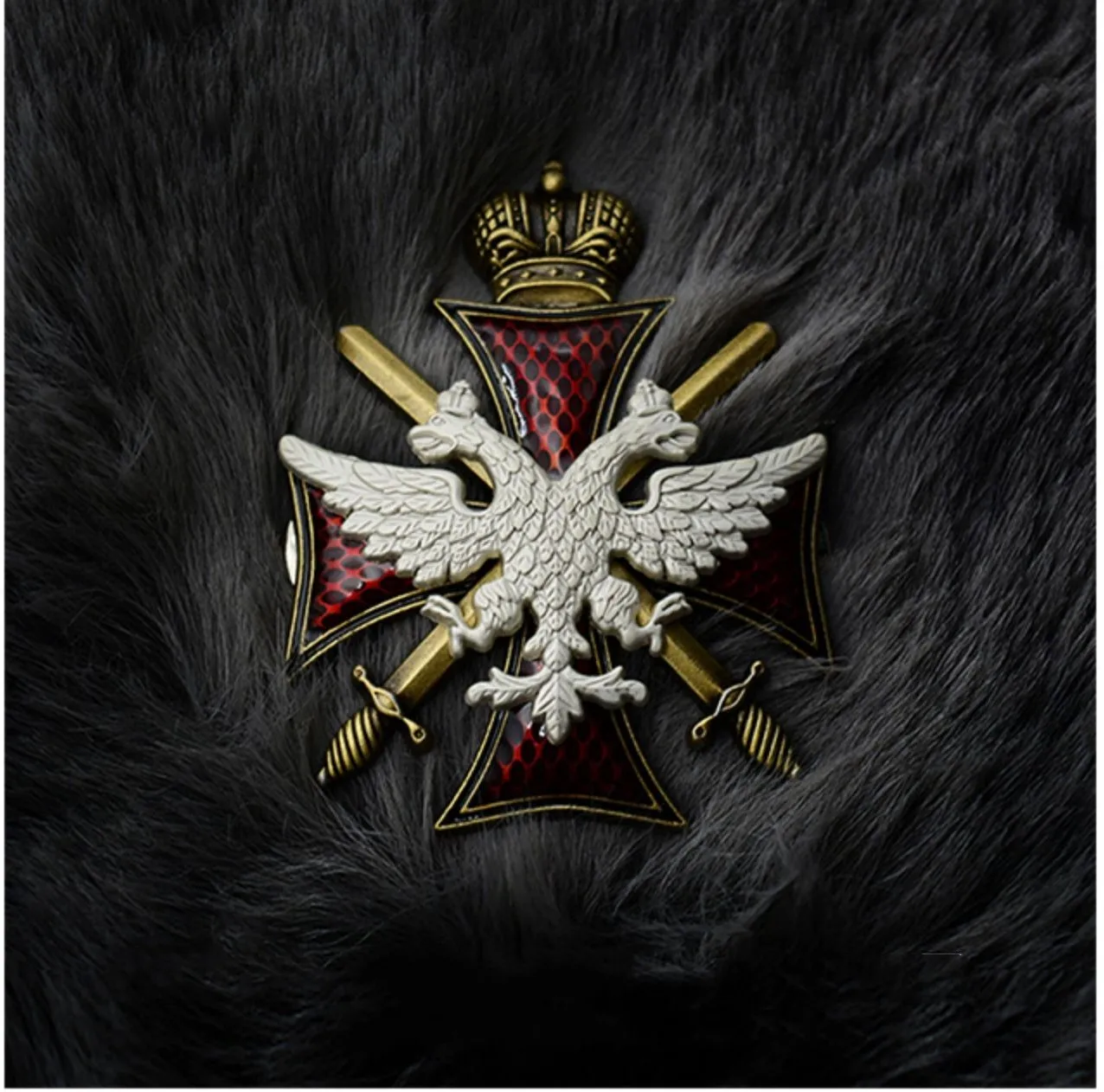 Russian Double Headed Eagle Cross Double Sword Emblem Tsar's Praetorian Guard Medal Badge Milltary Cavalry Badge