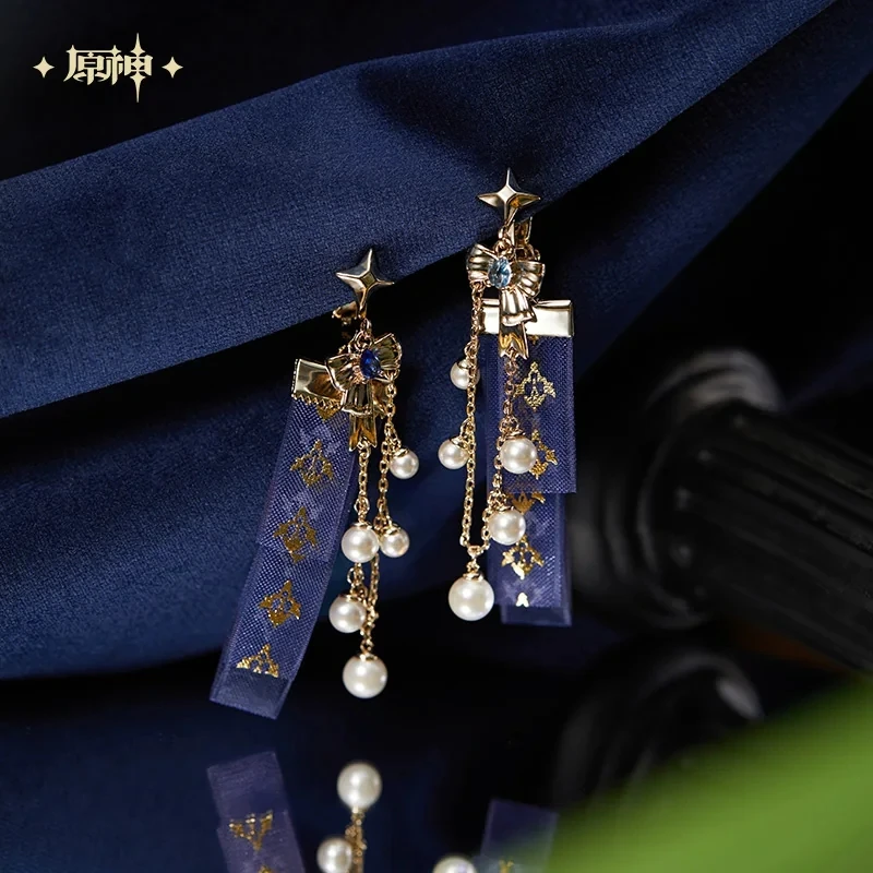 Genshin Game Impact Furina De Fontaine Cosplay Earrings Women Focalors Ear Clip Fashion Eardrop Jewelry Accessories