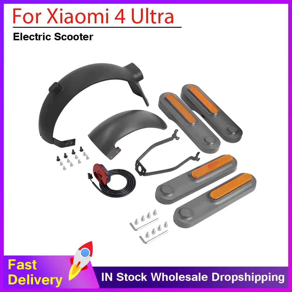 electric-scooter-fender-kit-for-xiaomi-4-ultra-mudguard-support-bracket-taillight-with-reflective-strips-side-shell-parts