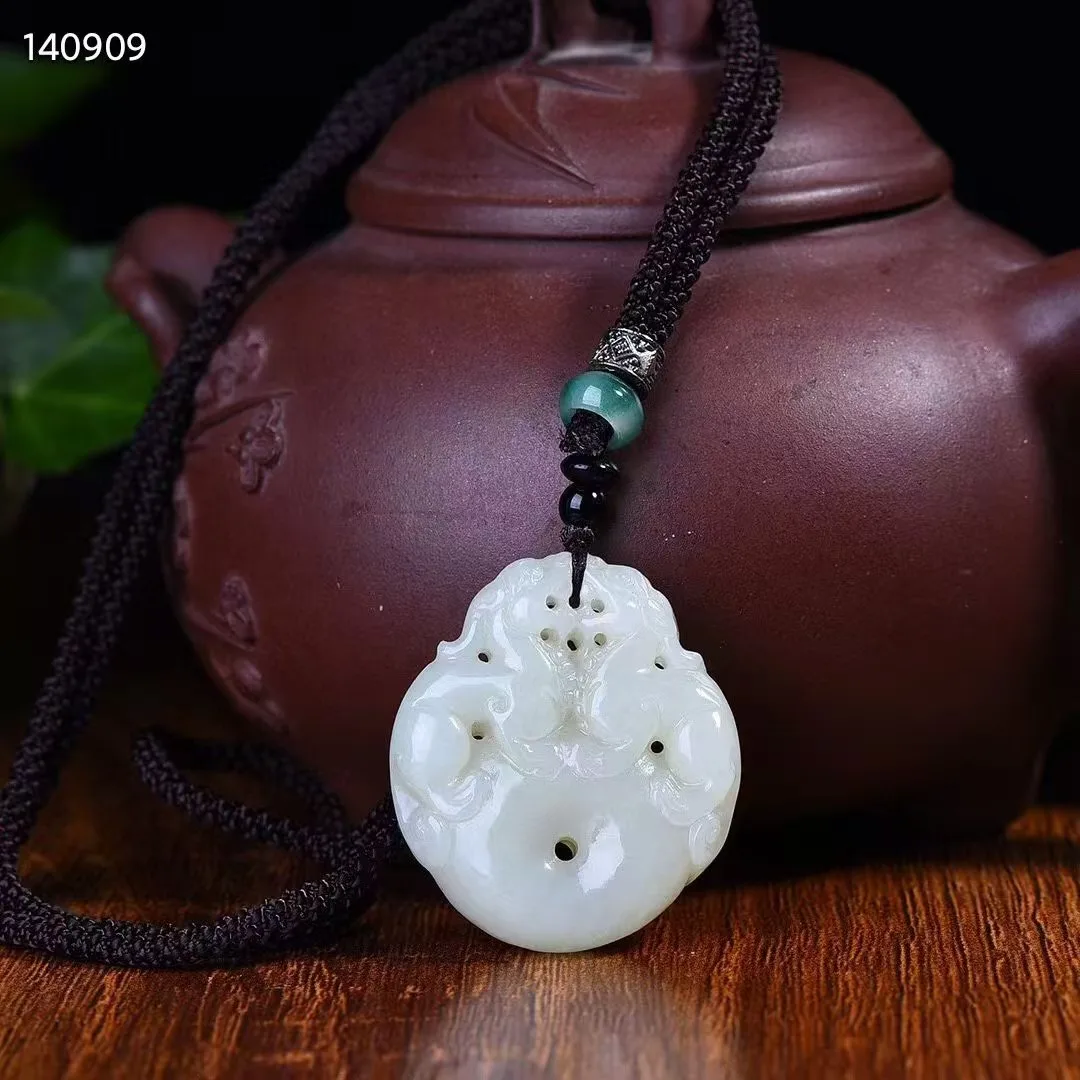 Natural 100% real hetian jade pendant necklace hand-carved Double Pixiu necklaces pendants man woman jade jewelry Bless peace