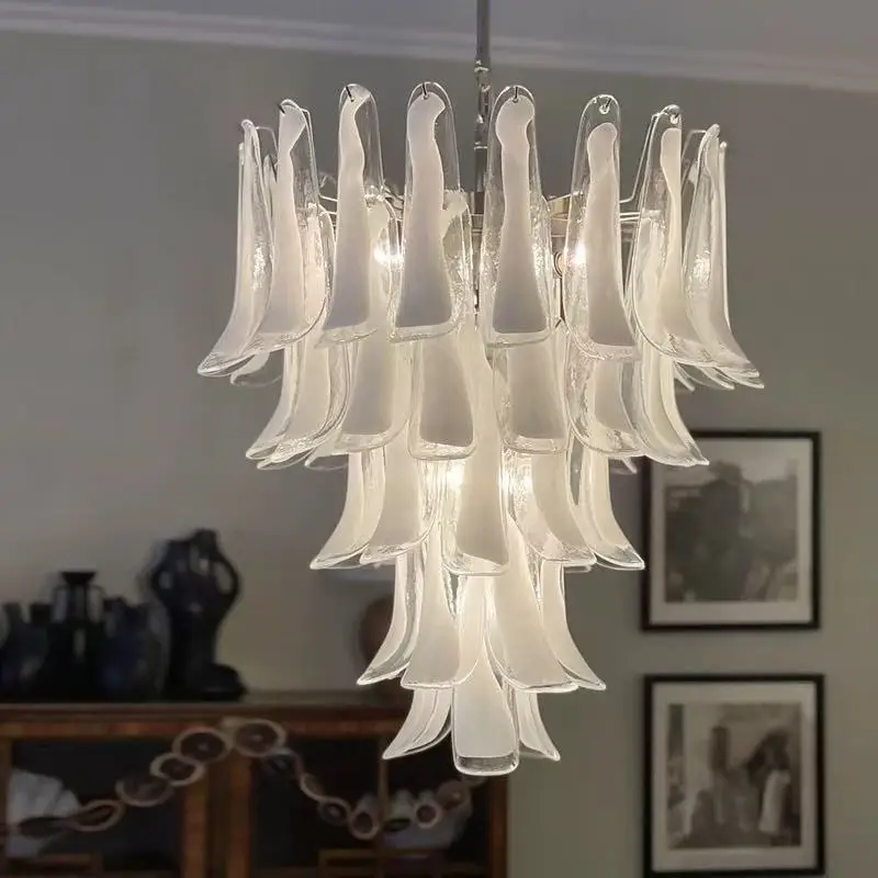 Empty Living Room Light, Light Luxury Retro Duplex Staircase Chandelier, American Glass Master Bedroom Lamp