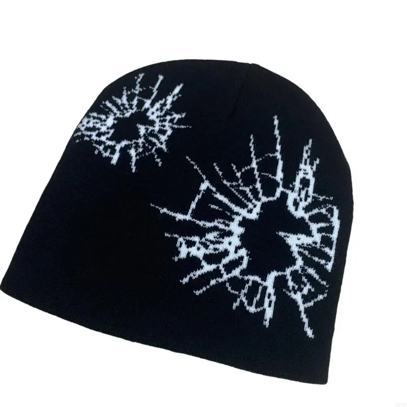 Casquette crâne tricotée chaude extensible, bonnet unisexe en verre foncé, tendance, pour Anime Street Fashion en plein