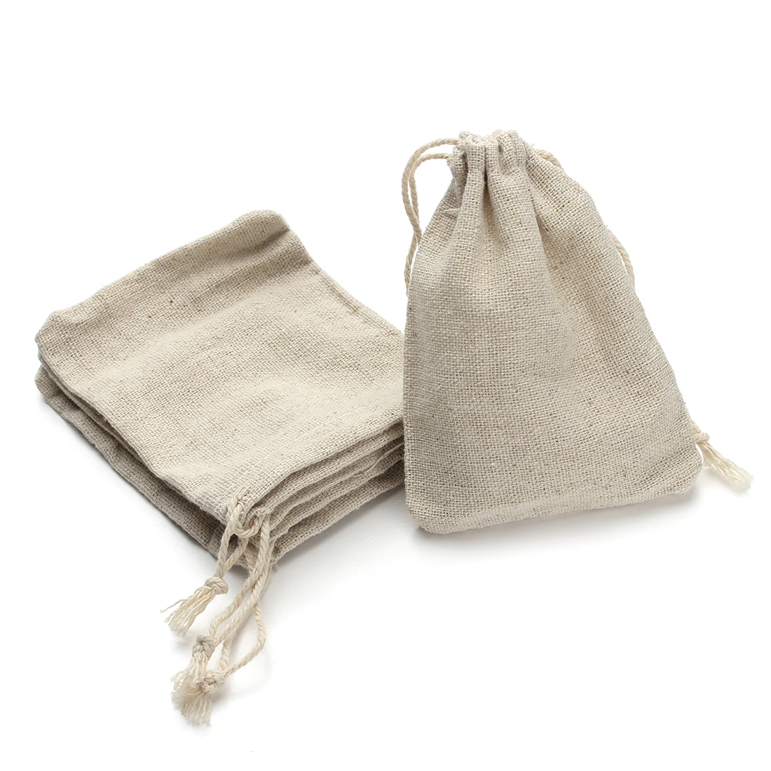 10 Pcs/Lot Linen Drawstring Bags Multiple Sizes Coin Money Card Holder Gift Jewellery Pouch Cosmetic Washing Storage Bag