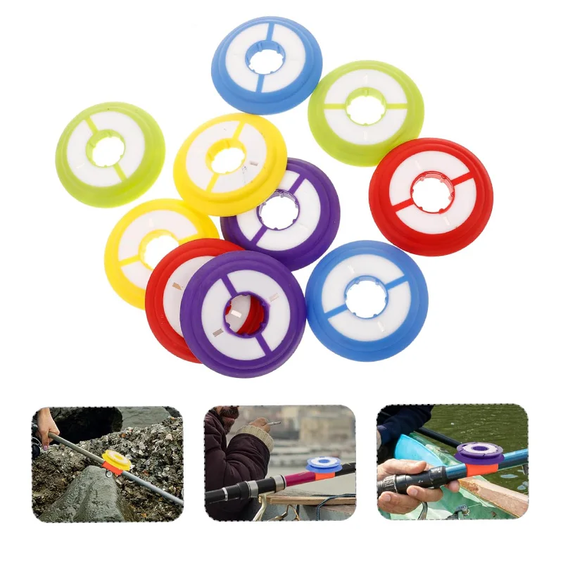 【セール中】シリコン釣り糸収納ホルダー,スネルホルダー,ギアリール,ラインキーパー,円形巻線プレート,10個