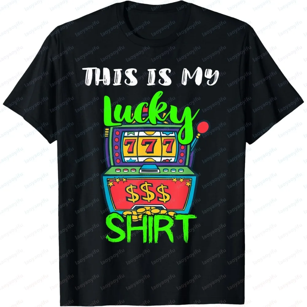 Casino Slot Machine Gambling Jackpot Vegas Graphic Printed T-Shirt Casual Fashion Loose Short Sleeve Man Women Clothing