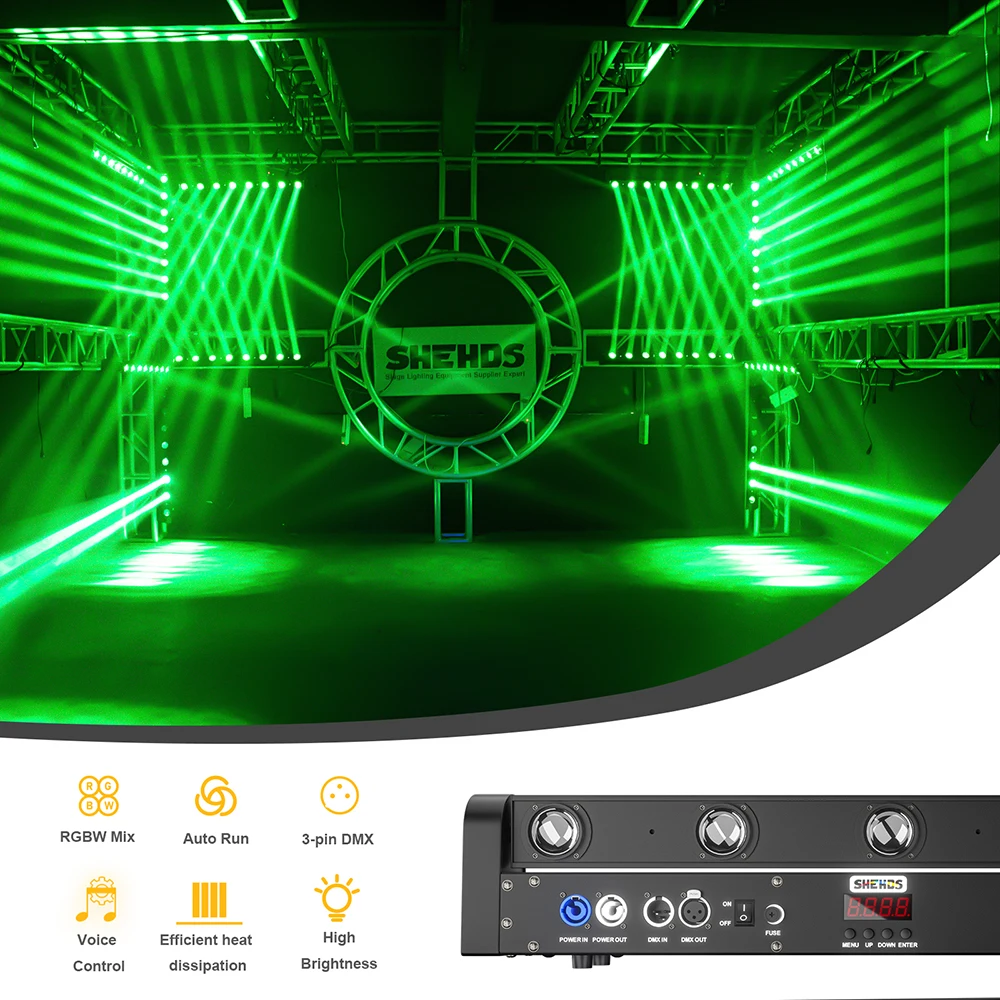 SHEHDS 2/4/8PCS Beam LED 8x12W RGBW Bar Moving Head Stage Lighting DMX512 For DJ Disco Party Night Club Stage Equipment