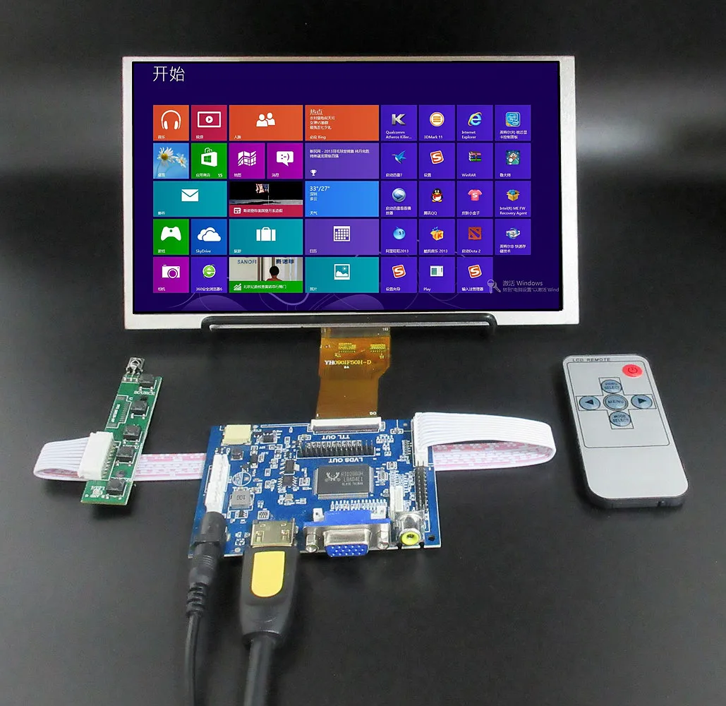 หน้าจอ LCD ขนาด 9 นิ้วจอแสดงผลควบคุมไดร์เวอร์ 2AV HDMI--VGA ที่รองรับสําหรับ Raspberry Pi Banana/Orange Pi Mini คอมพิวเตอร์