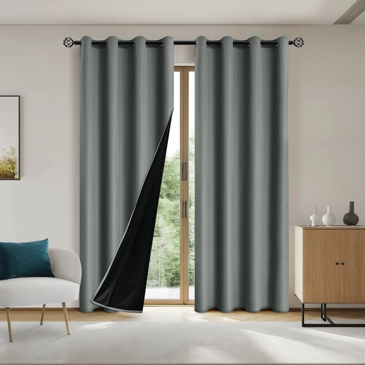 1-teiliger, blickdichter Vorhang aus 100 % Stoff mit Ösen, vollständige Sichtschutzvorhänge für Schlafzimmer, Wohnzimmer, Heimdekoration, leichter Vorhang