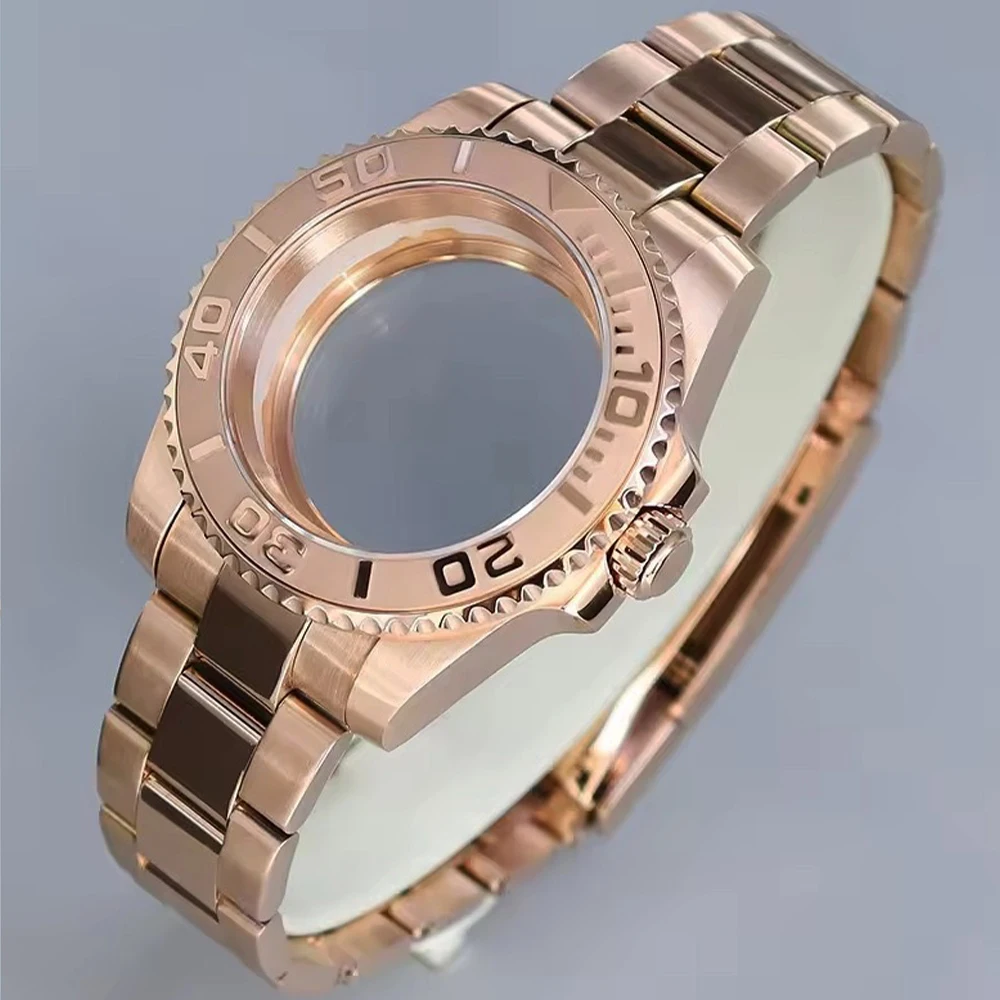 Корпус NH35 из розового золота с водным призраком, ремешок с тонкой регулировкой, зеркало, сапфировое стекло, подходит для корпуса часов NH34 NH36