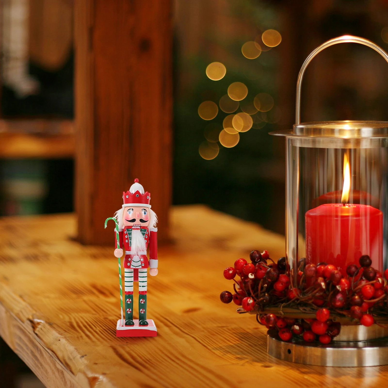 

Christmas Nutcracker Figure Wood Craft Decoration Xmas Ornament Unique Wooden Nutcrackers Festive Holiday Desktop Art Piece