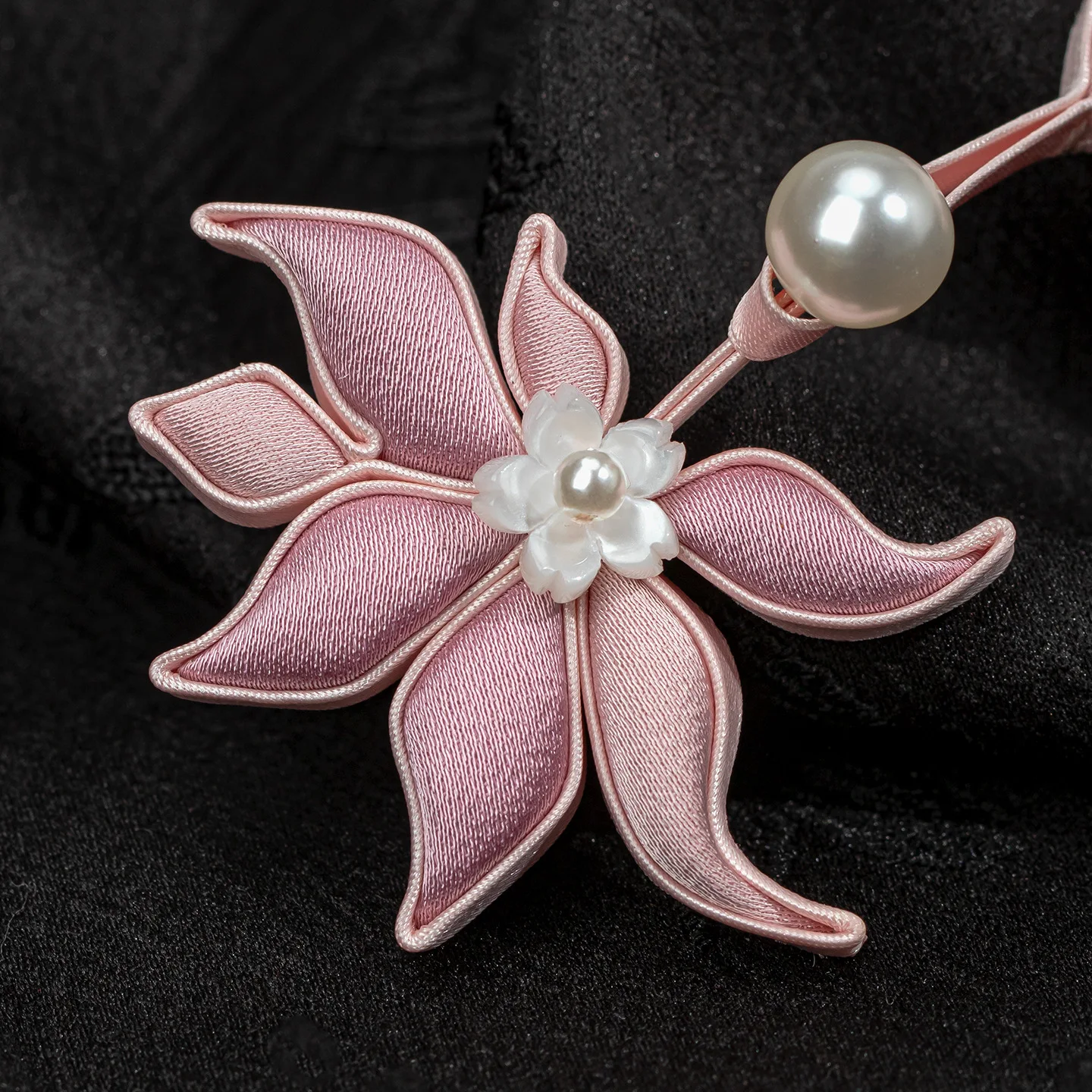 Handmade Cheongsam Button Pearl Cherry Blossom Hard Button, Traditional Hanfu Woven Button Accessory