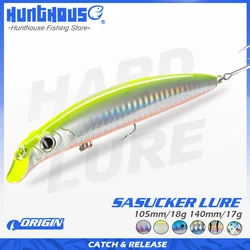 Hunthouse-señuelo de pesca de lápiz flotante Sasuck, cebo Wobbler de 105 y 140mm, 18g y 17g, para pesca de lubina