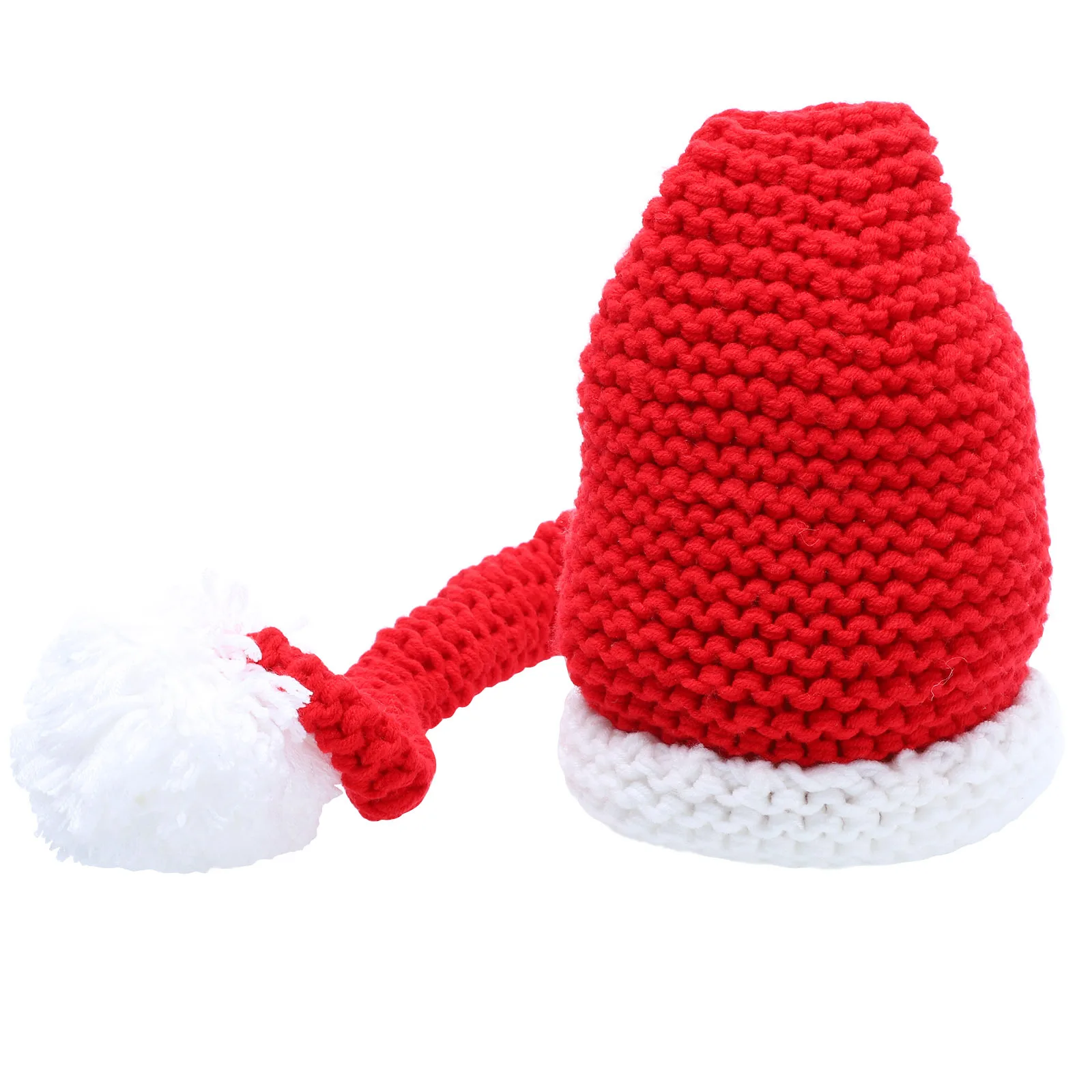

Christmas Hat Long Tail Crochet Knit Winter Warm Cap Photography Prop Santa Costume Xmas Gift Holiday