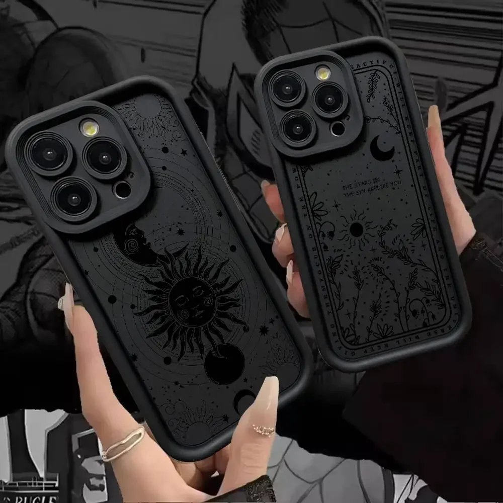 Silikonowe etui na telefon z motywem czarownic, księżyca, gwiazdy, tarota, tajemniczego totemu, odporne na wstrząsy, do iPhone 17 Air 17 16 15 14 13 12 11 Plus Pro Max
