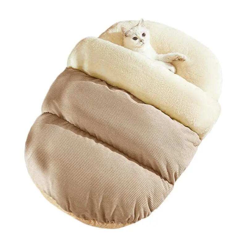 

Cat Bed For Indoor Cats Slipper Shape Semi-enclosed Cat House Bed Corduroy Fleece Lining Cozy Kitten Bed Cave Medium Cat