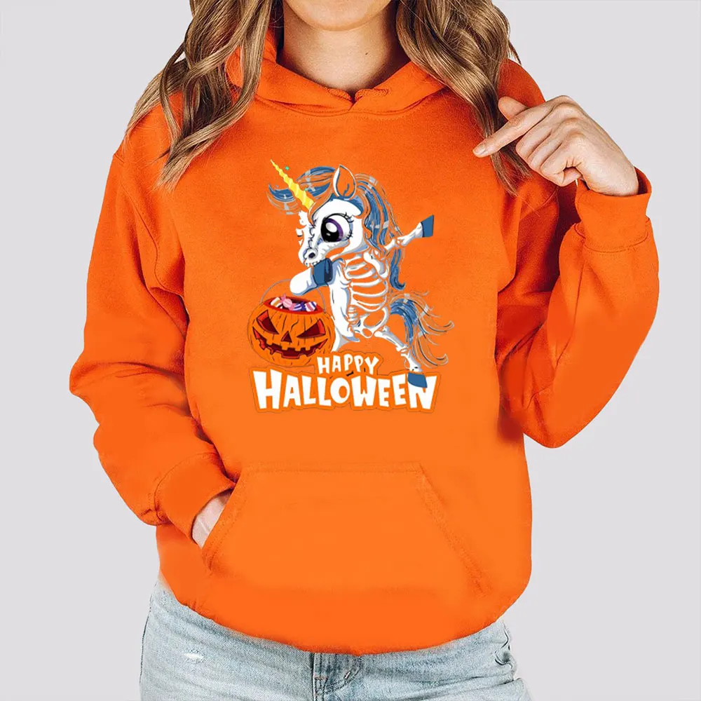 Cute Unicorn Happy Halloween Hoodie Cute Girl Boy Sweatshirt Happy Halloween Funny Halloween Gift for Her Girls Hoody Hooded