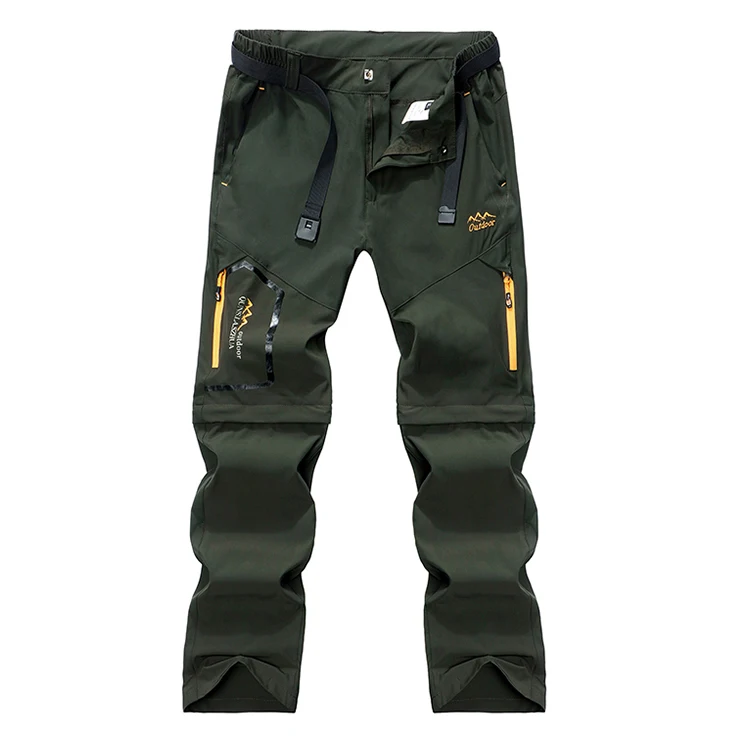 Pantalones convertibles de senderismo para hombre, pantalones de acampada, repelentes al agua, ligeros, de secado rápido, con cremallera, para pesca, trabajo de carga al aire libre, senderismo