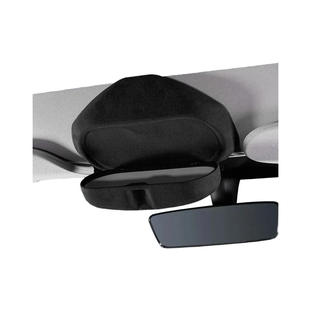 For Tesla Model for 3 Y Sun Visor Eyeglasses Organizer Box ABS Shell with Soft Suede Lining Clip Mount 23.5x12x9.5cm Dimensions