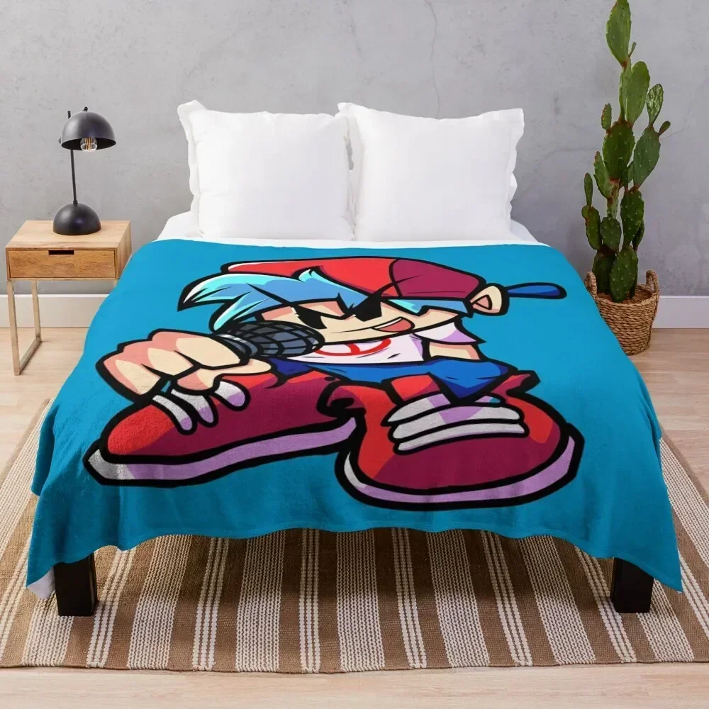 

BoyFriend FNF Detailed Version Throw Blanket Anti Shedding Soft Fuzzy Blanket for Home