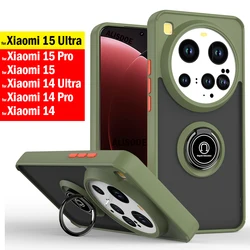 Holder Funda for Xiaomi 15 Ultra 14 Pro Case Armor Ring Stand Translucent PC Cover for Xiaomi 14 Ultra Full Protective Cover