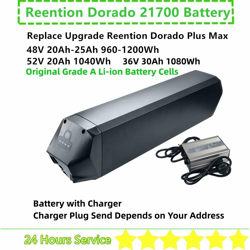 

52V 20Ah 48V 20Ah 25Ah 21700 Reention Dorado Plus Max Ebike Battery Upgrade for Ariel Rider X-Class 52V Step-Thru 1000w 2000w