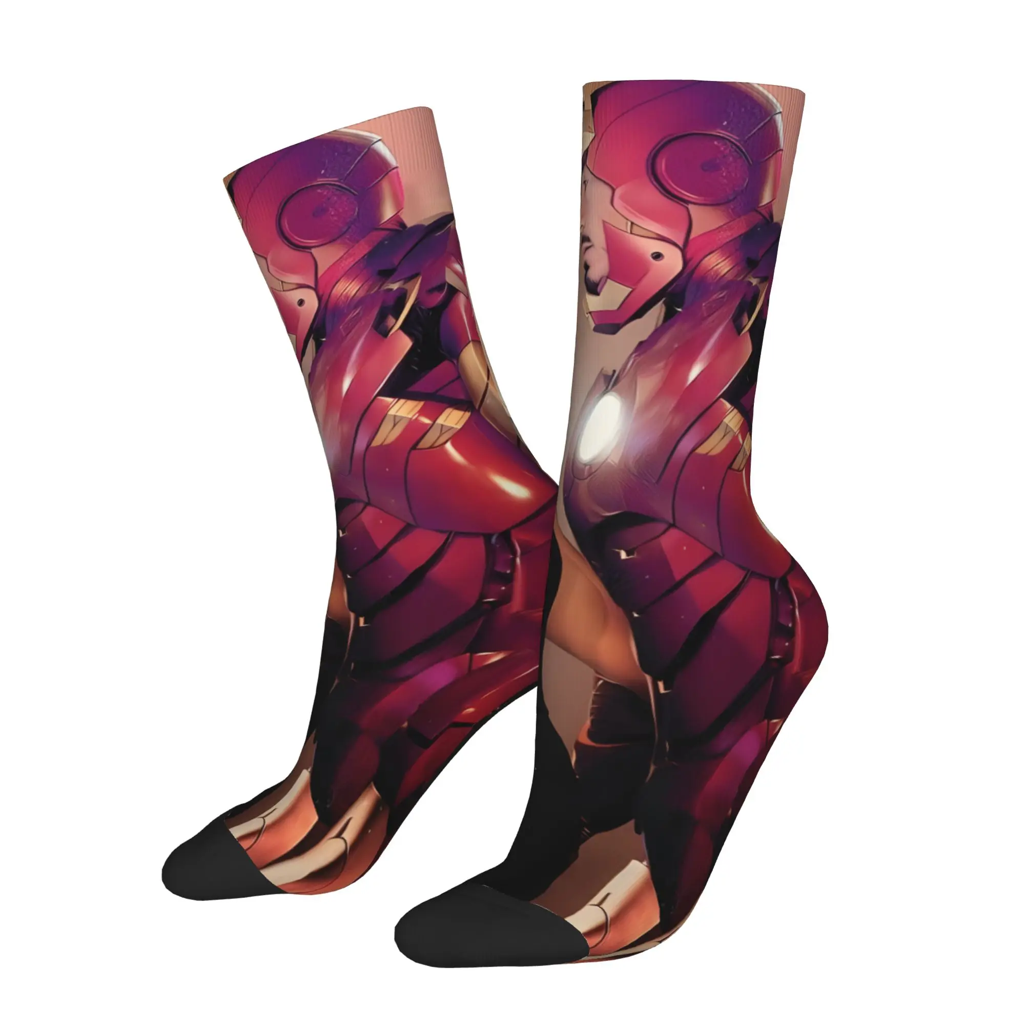 

1 Pair Hip Hop Retro Stark Tory Crazy Men's Sock Iron Man Harajuku Seamless Printed Funny Sock