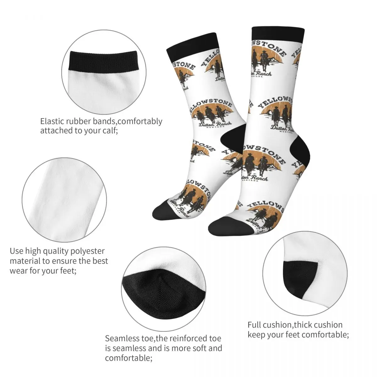 Winter Warm Hip-hop Unisex Yellowstones Dutton Ranch Socks Tv Show Breathable Basketball Socks