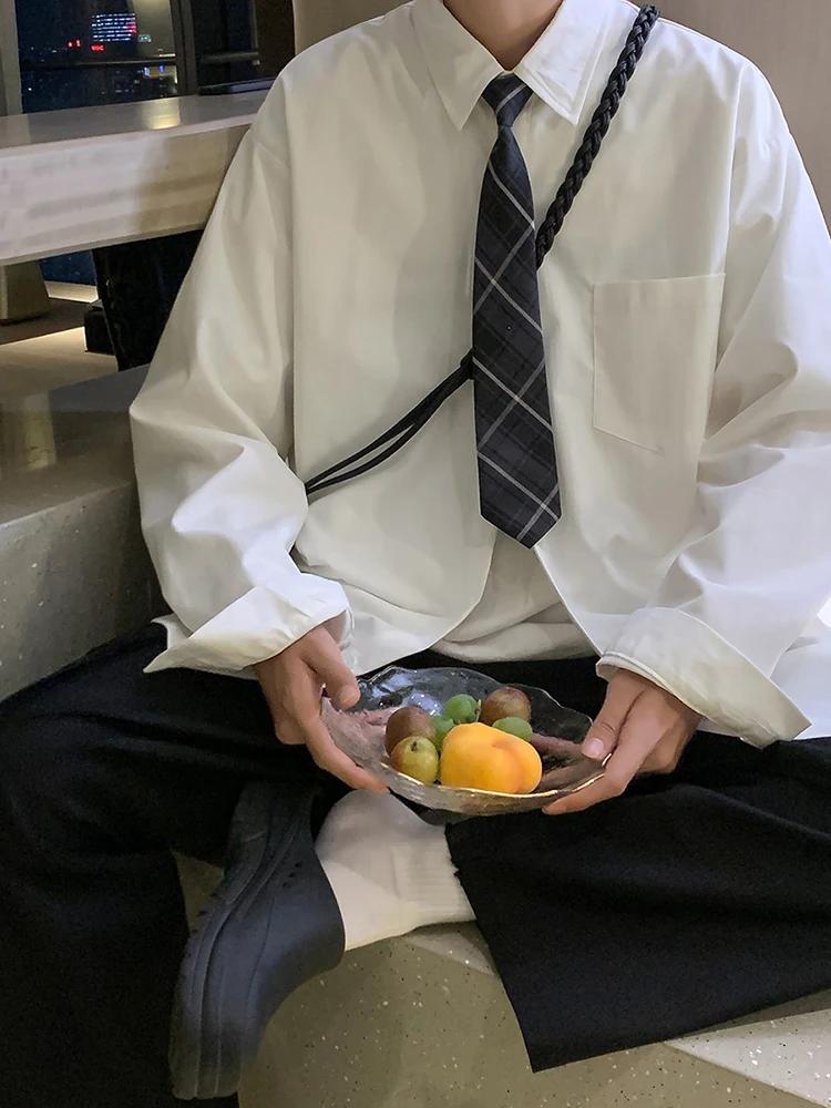 

Мужская и женская школьная форма Cheanfit Pure White Long Sleeve, весенний тренд, свободный крой, молодежный стиль