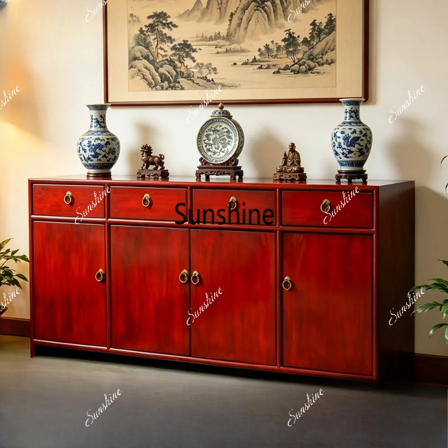 Painted solid wood to make old dining side cabinets, new Chinese high-speed TV cabinetsTJ