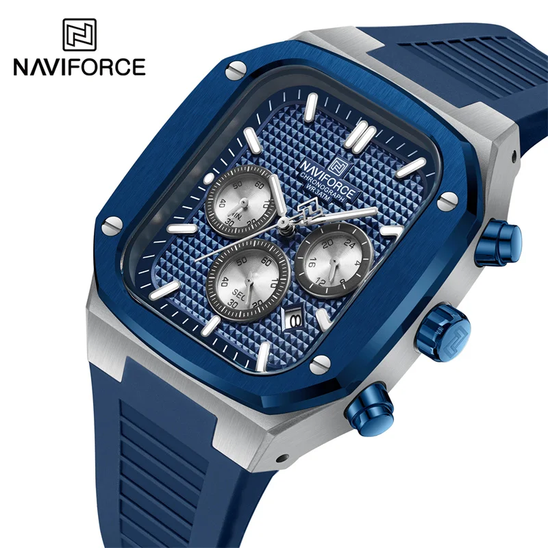 NAVIFORCE Luxury Men Watches Fashion Casual Waterproof Date Quartz Wristwatches Silicone Strap Luminous Clock Relogio Masculino