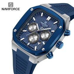 NAVIFORCE-Reloj de pulsera de cuarzo para hombre, cronógrafo de lujo, informal, resistente al agua, con fecha, correa de silicona, luminoso, Masculino